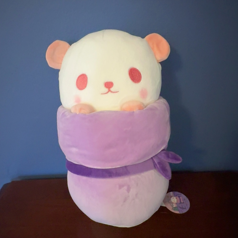 NWT Takashoji 14in Lavender Panda In Bamboo Plush Round1